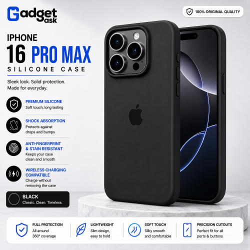 iPhone 16 Pro Max Matte Black Silicone Case