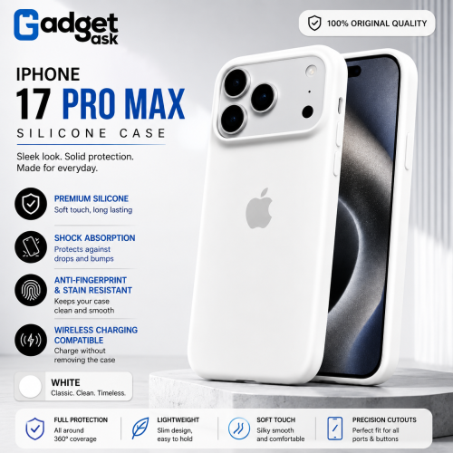 Premium White Silicone Case for iPhone 17 Pro Max